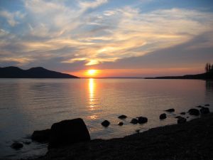 Sunset over Lake Yellowstone