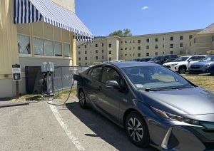 EV charging station behind Mammoth Hot Springs Hotel