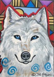 Paintind of a white wolf by DG House