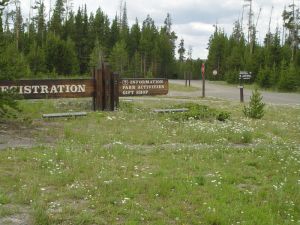 Registration sign at Grant Village Campground