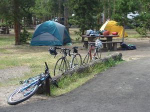 Bikes and tents at Madison Campground