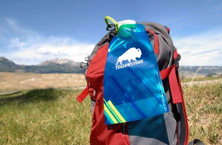 Backpack with Yellowstone water bottle