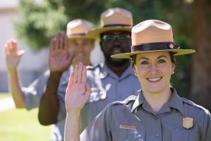 Rangers taking Yellowstone Pledge