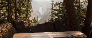 Artist Point wooden bench with a view