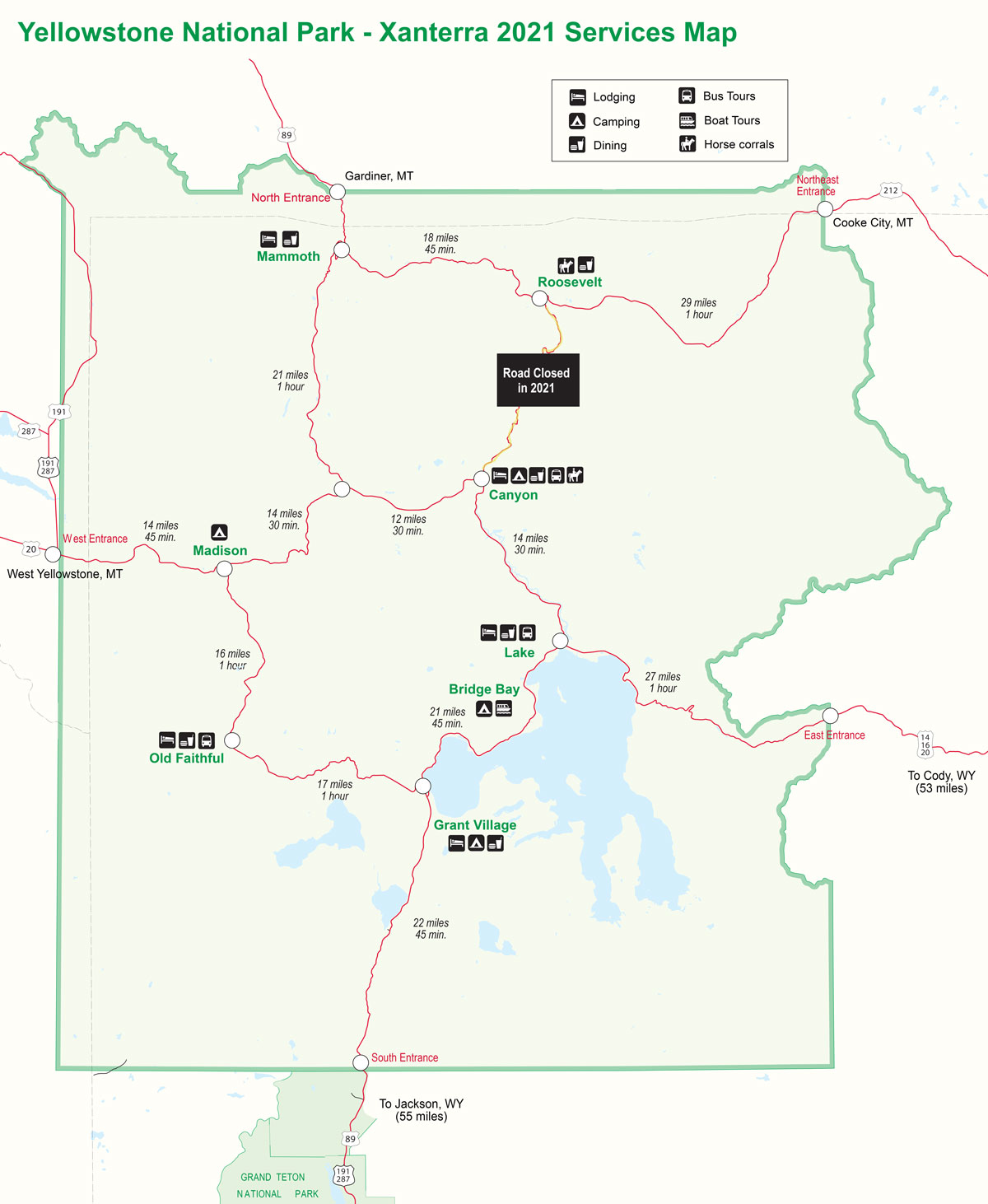 Yellowstone Map 2021 | Yellowstone National Park Lodges