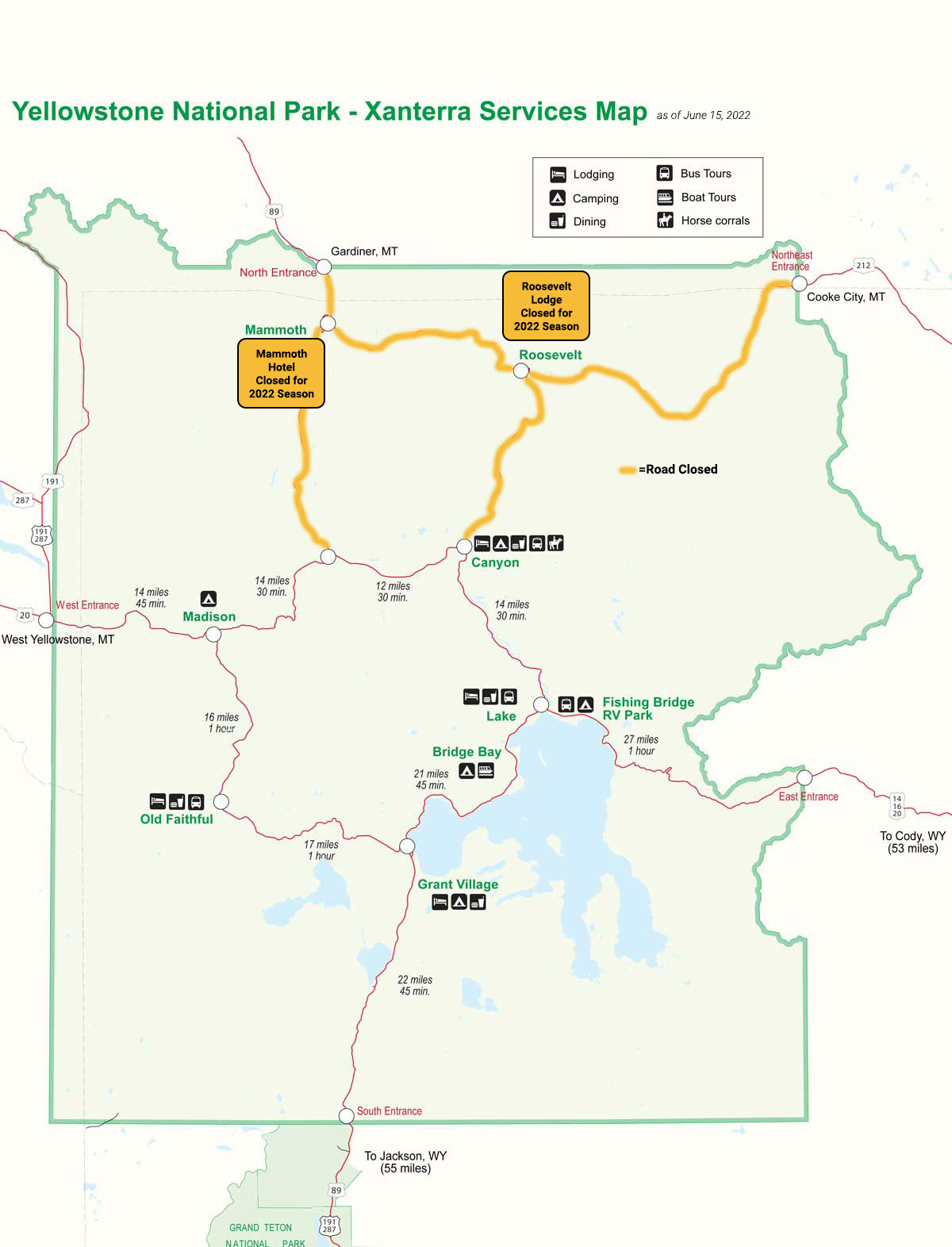 Yellowstone Map 2022 Closure 