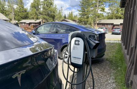 Two cars at EV charger