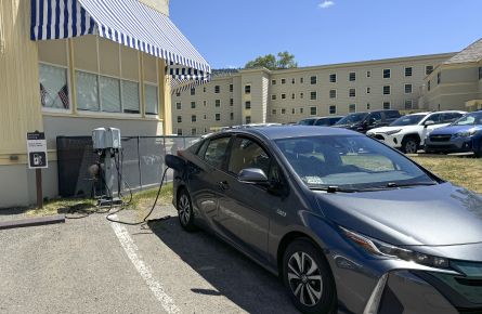 EV charger in Mammoth Hot Spring with car plugged in