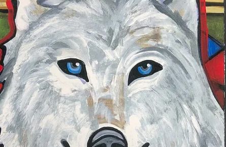 Paintind of a white wolf by DG House